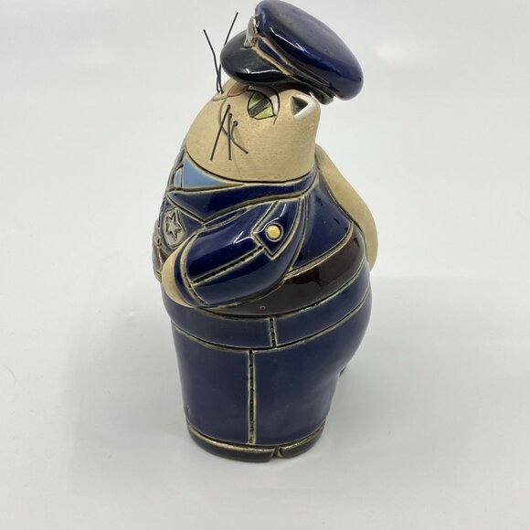 Vintage Olga Artesania Rinconada Pottery Cat Kitty Police Figure 4.5" 1994 - Picture 3 of 8